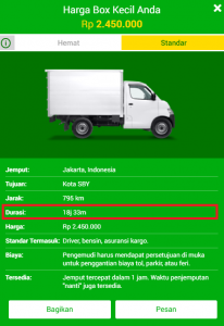 Estimasi pengiriman Deliveree rute Jakarta-Bandung
