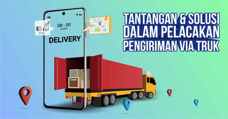 Ilustrasi truk dan tracking via ponsel