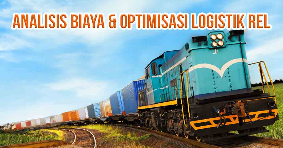 Kereta api bewarna biru sedang membawa muatan kargo logistik