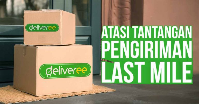 Paket pengiriman Deliveree di depan pintu, menggambarkan tantangan pengiriman last mile.