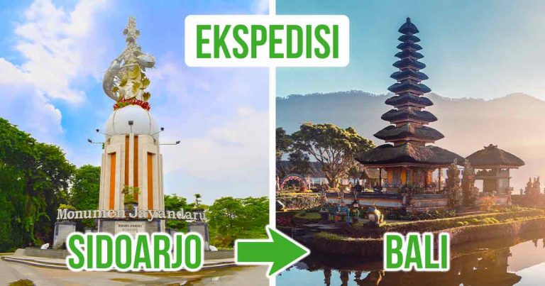 Monumen Jayandaru Sidoarjo dan Pura Ulun Danu Bratan Bali dengan konteks Ekspedisi Sidoarjo Bali.